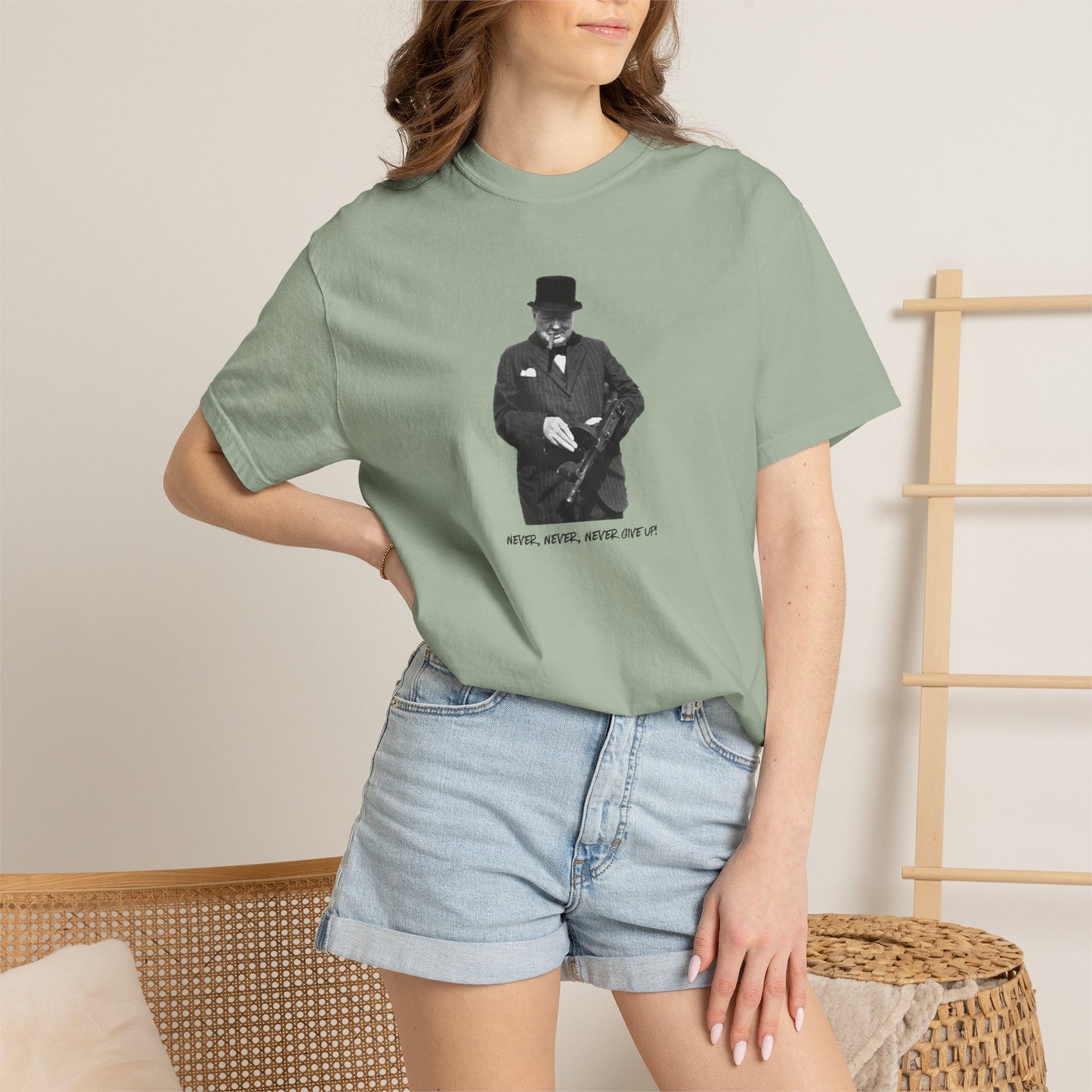 Iconic "Never Give Up" Light Tee | Stylish & comfortable with cool tee design for men & women.