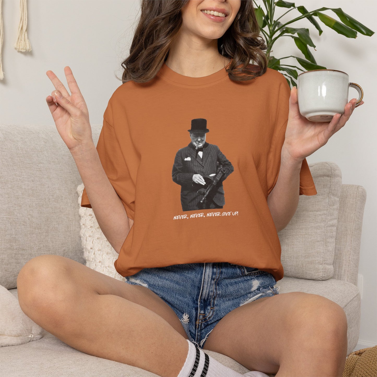 Iconic "Never Give Up" Dark Tee | Stylish & comfortable with cool tee design for men & women.