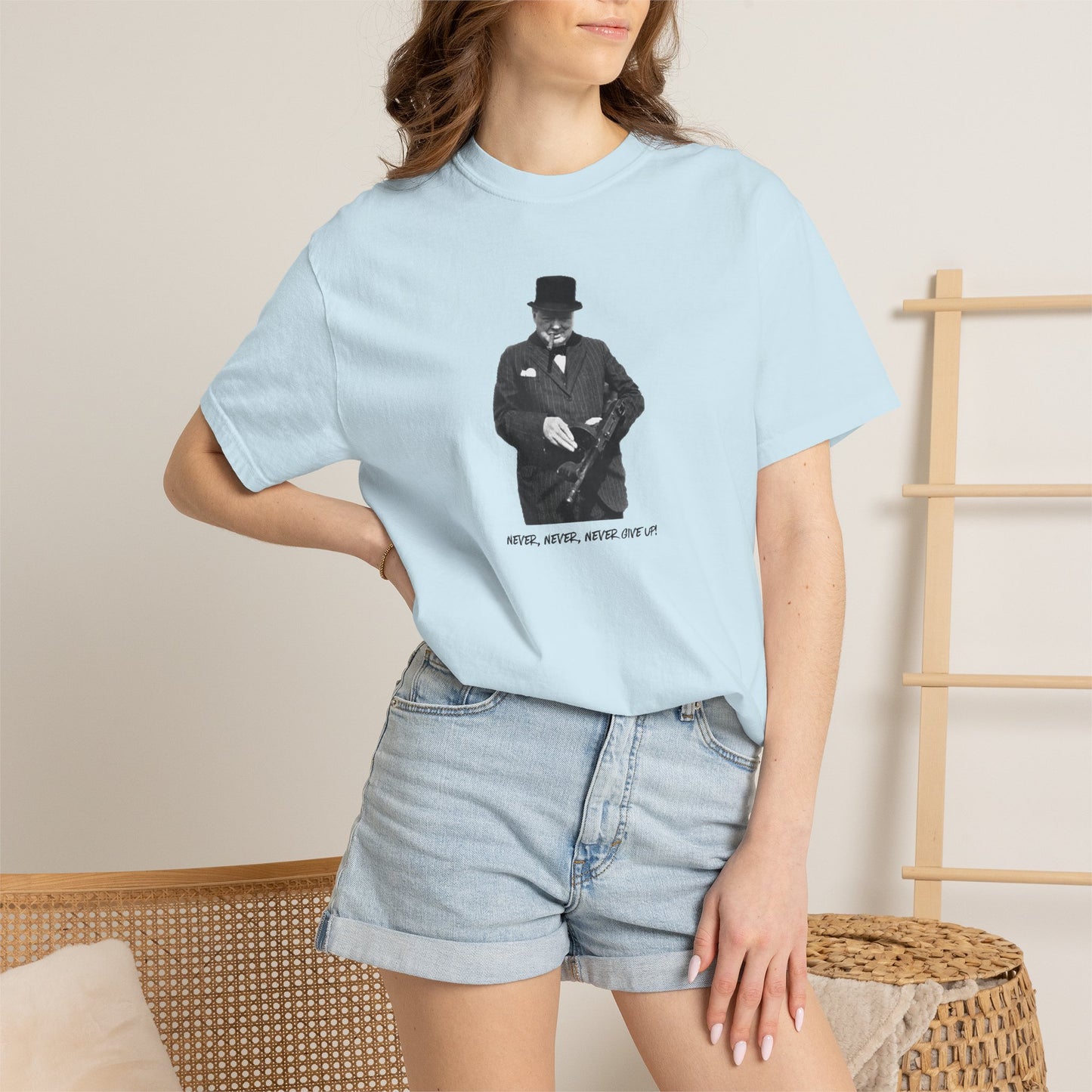 Iconic "Never Give Up" Light Tee | Stylish & comfortable with cool tee design for men & women.
