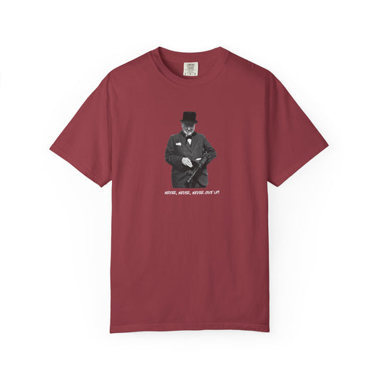 Iconic "Never Give Up" Dark Tee | Stylish & comfortable with cool tee design for men & women.