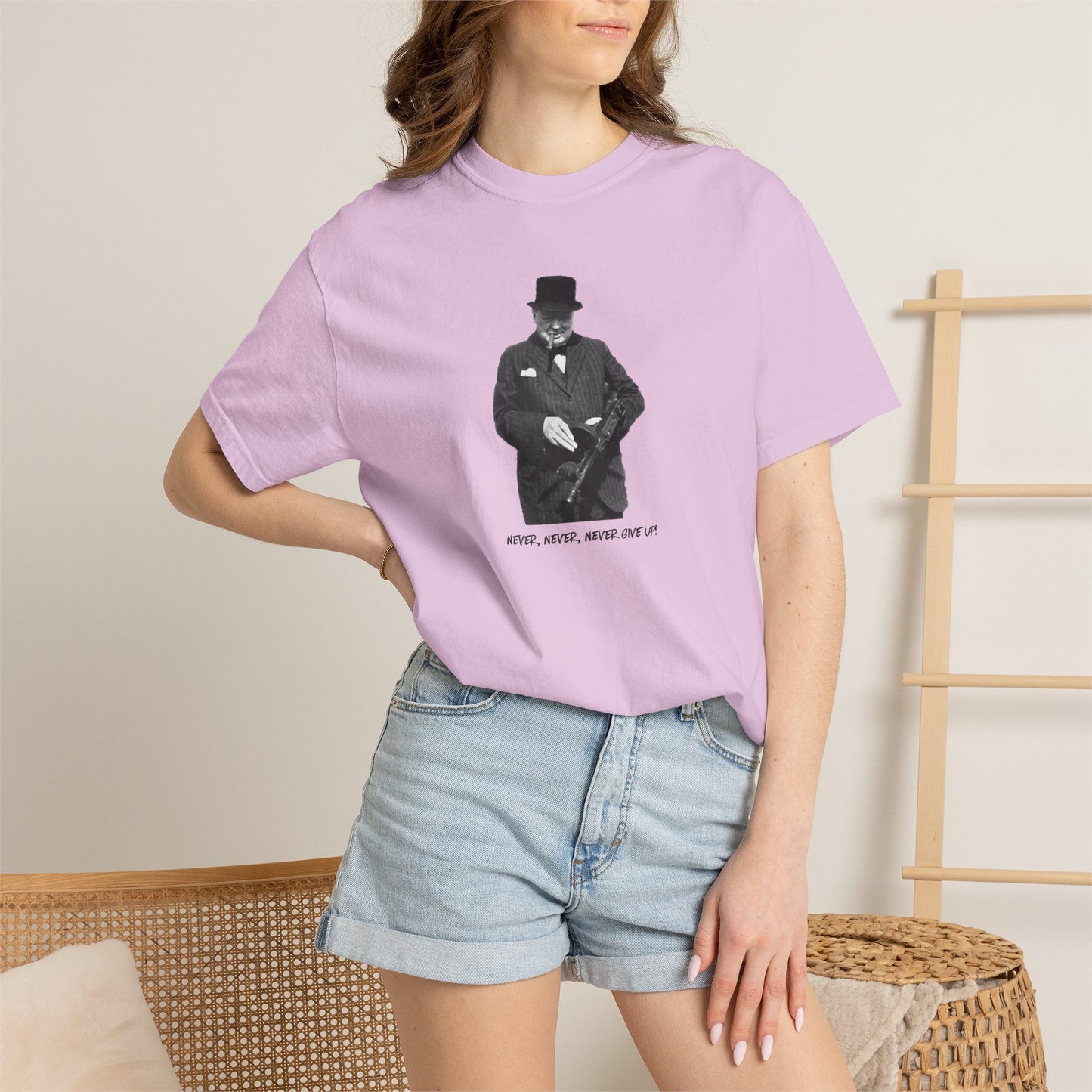 Iconic "Never Give Up" Light Tee | Stylish & comfortable with cool tee design for men & women.