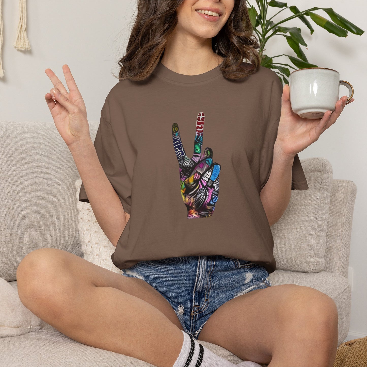 Graffitti Art Peace Sign tee | Stylish & comfortable with cool tee design for men & women.