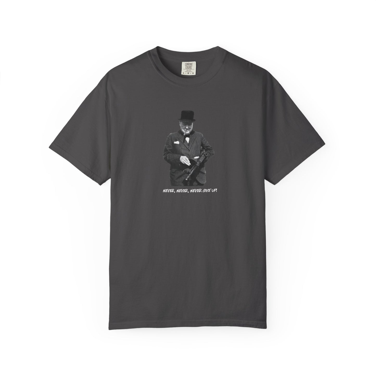 Iconic "Never Give Up" Dark Tee | Stylish & comfortable with cool tee design for men & women.