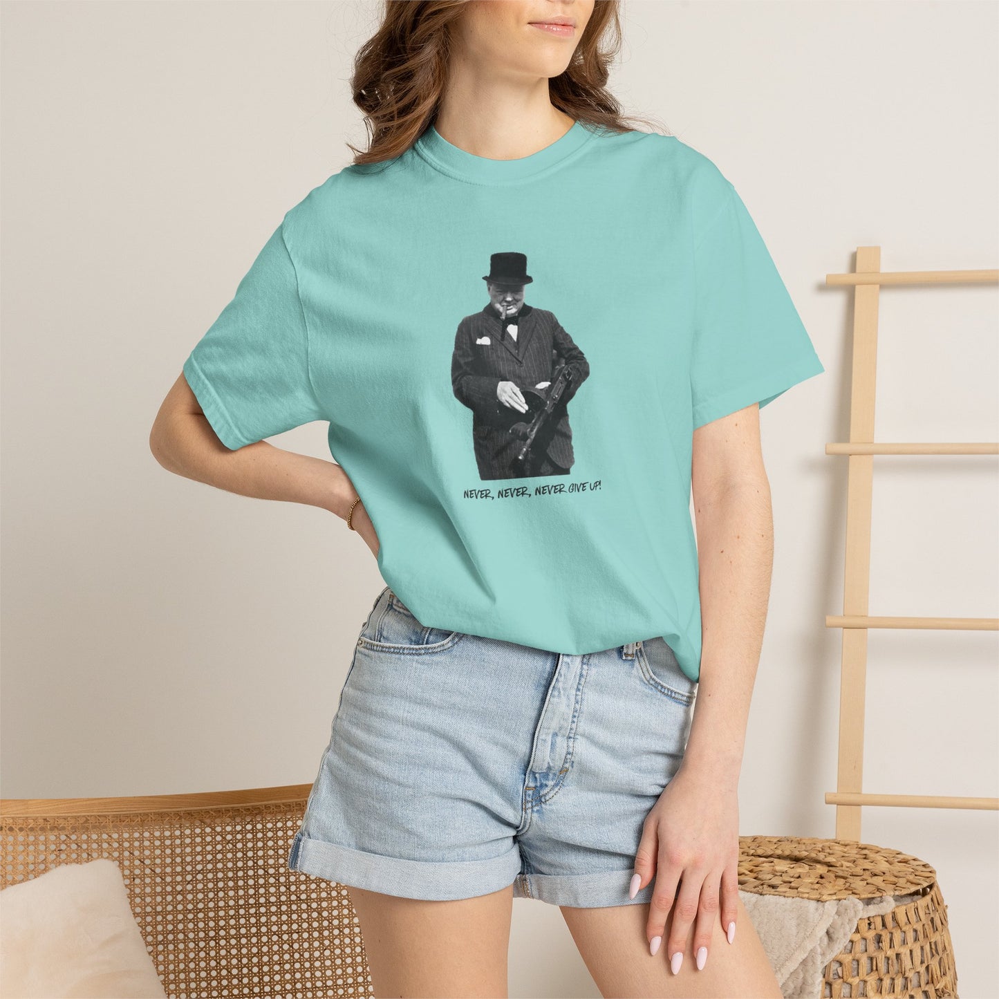 Iconic "Never Give Up" Light Tee | Stylish & comfortable with cool tee design for men & women.