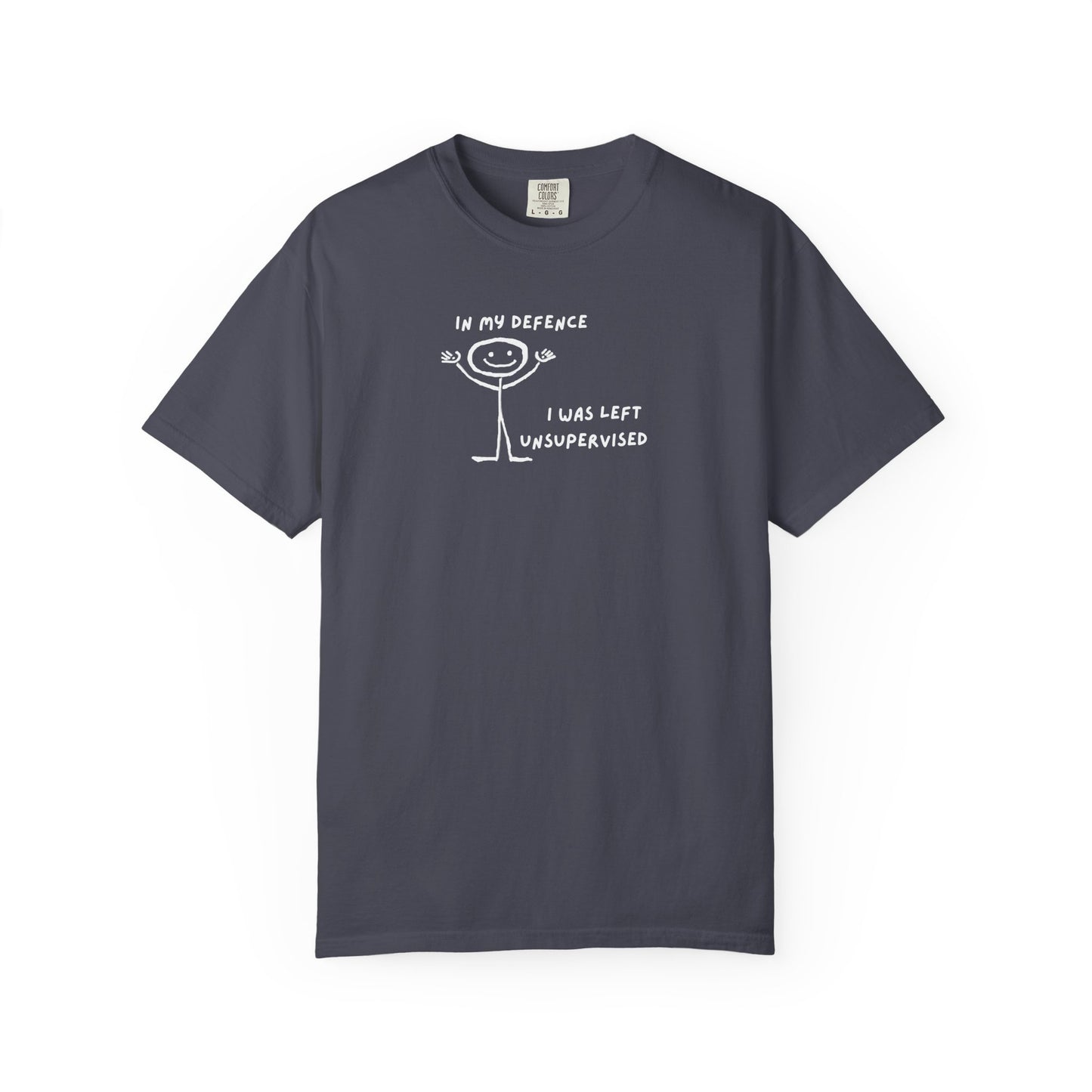 "In My Defence" Tee White Text | Stylish & comfortable with cool tee design for men & women.