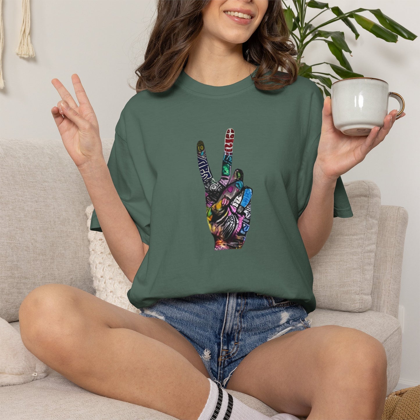 Graffitti Art Peace Sign tee | Stylish & comfortable with cool tee design for men & women.
