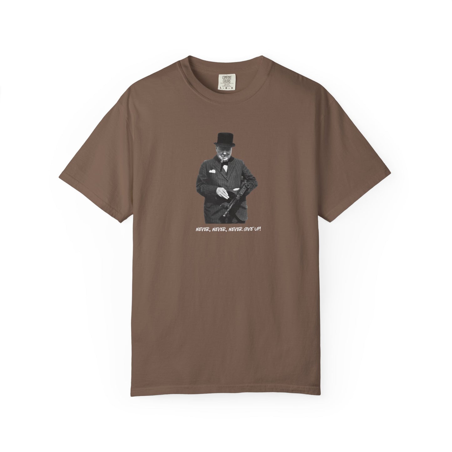 Iconic "Never Give Up" Dark Tee | Stylish & comfortable with cool tee design for men & women.