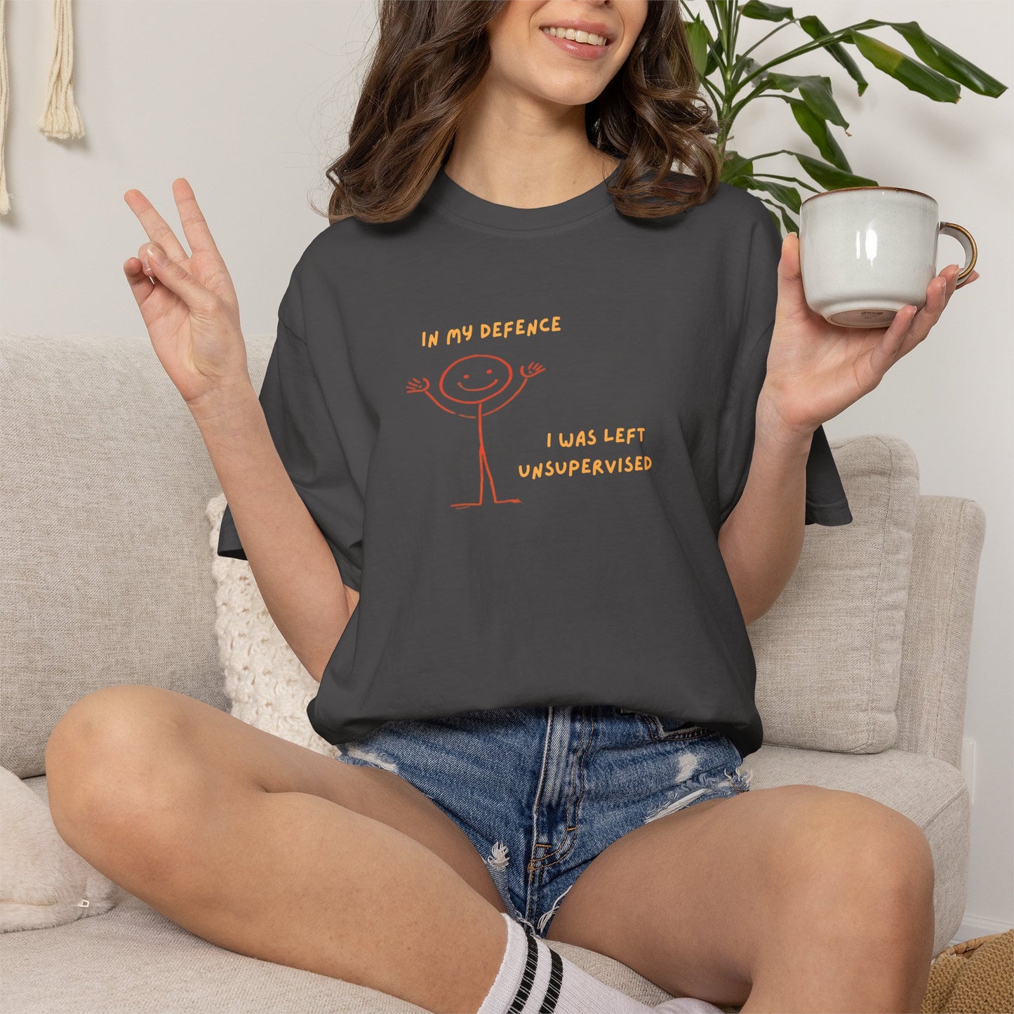"In My Defence" Tee Gold Text | Stylish & comfortable with cool tee design for men & women.