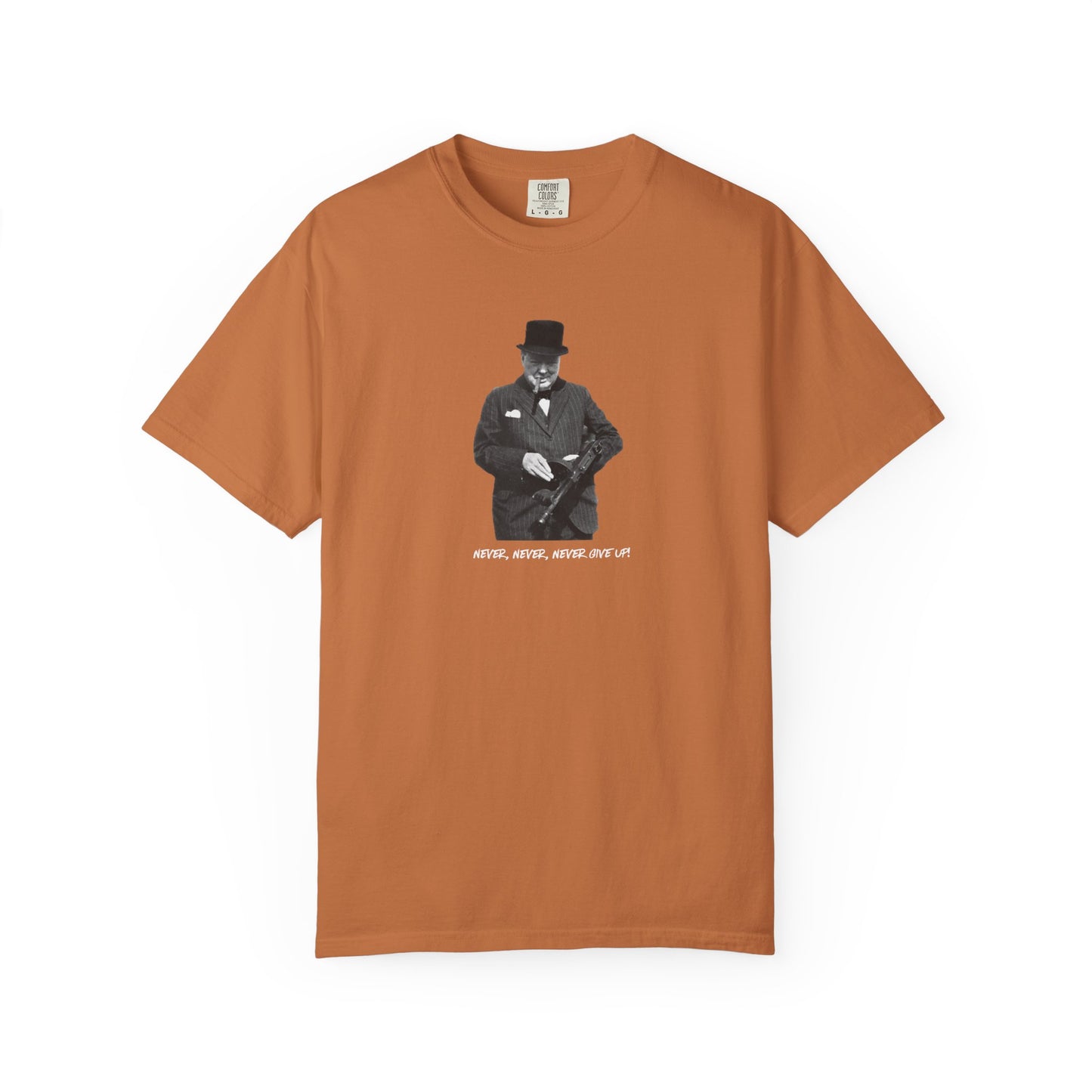 Iconic "Never Give Up" Dark Tee | Stylish & comfortable with cool tee design for men & women.