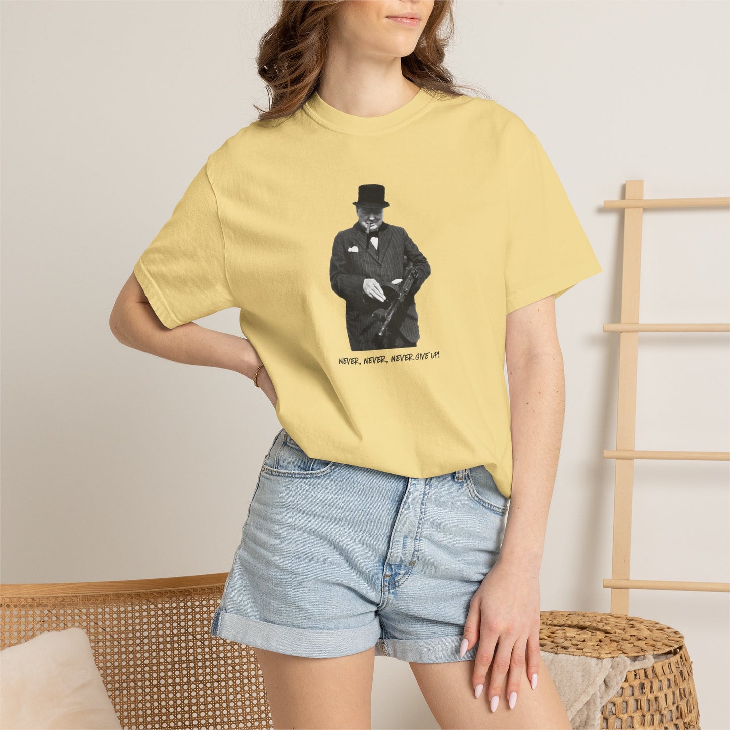 Iconic "Never Give Up" Light Tee | Stylish & comfortable with cool tee design for men & women.