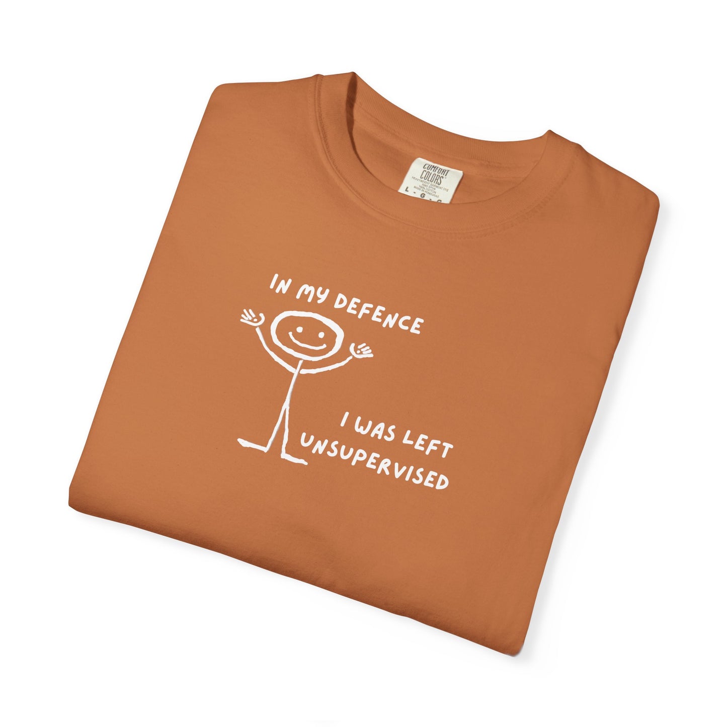 "In My Defence" Tee White Text | Stylish & comfortable with cool tee design for men & women.