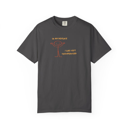 "In My Defence" Tee Gold Text | Stylish & comfortable with cool tee design for men & women.
